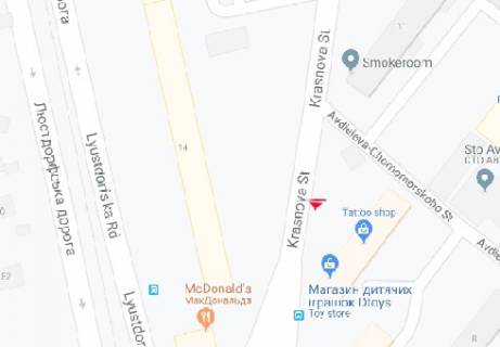 Билборд A в Одессе, 3x6  Краснова вул., 11б схема