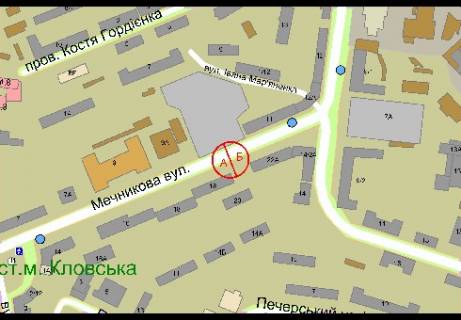 Ситилайт B в Киеве, 1.86x1.27   Мечникова ул., 18/20, (маг. Goodwine) схема