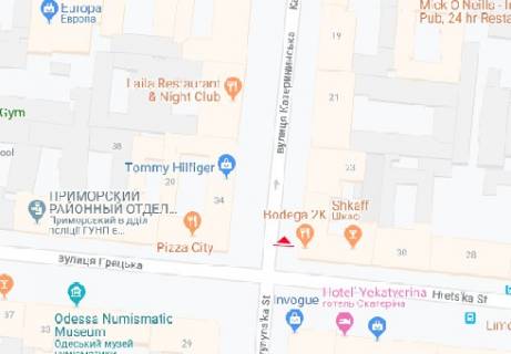 Ситилайт B в Одессе Екатерининская ул. - Греческая ул., 32 В схема