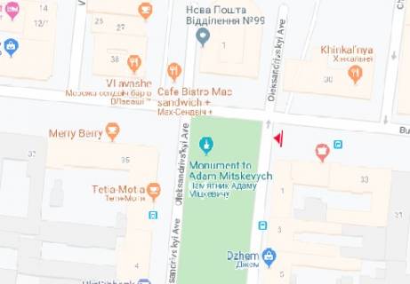 Ситилайт A в Одессе Бунина ул. - Александровский пр-т 1 А схема