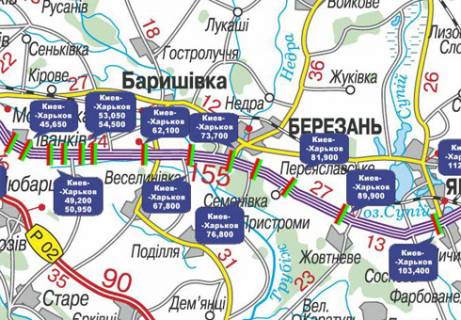 Нестандарт A в Березане, 3x18  Траса M-03, Київ - Харків, 73,700 схема