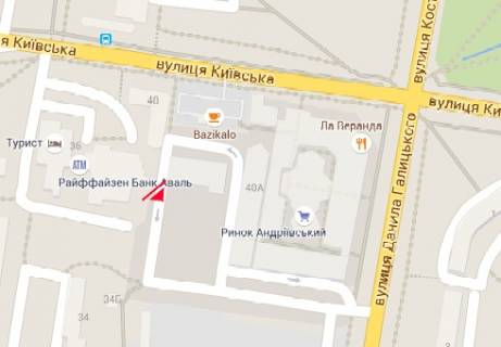 Билборд A в Ровно Киевская ул., автовокзал, рынок "Андреевский", отдельный схема