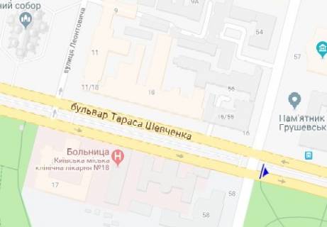 Ситилайт  в Киеве, 1.8x1.2  Шевченка б-р. схема