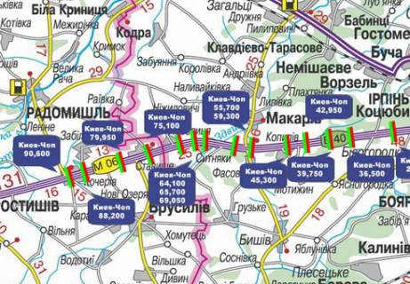 Нестандарт  у Києві, 3x18  Траса M-06, Київ-Житомир, 64,100 схема