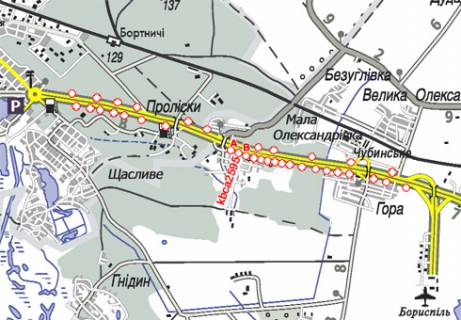 Билборд B в Счастливом, 4x8  25,950 км. автомагістралі Київ — Бориспіль схема