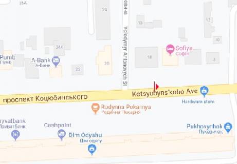 Бэклайт A в Виннице Коцюбинського просп., 18 схема