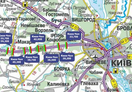 Нестандарт  в Киеве Трасса M-06, Киев-Житомир, 22,700 схема