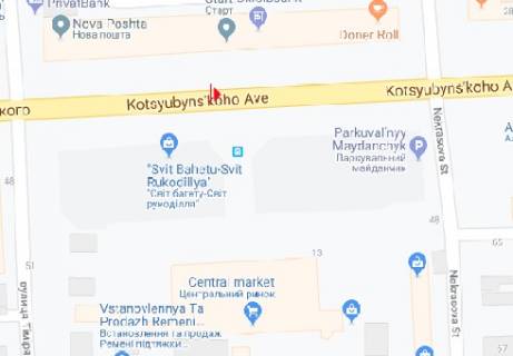 Бэклайт A в Виннице Коцюбинського просп., 30 схема