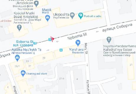 Бэклайт A в Виннице Соборна вул. "Укртелеком" схема