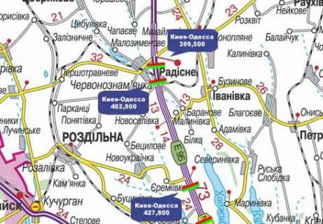 Нестандарт A в Одеських трасах, 3x18  Траса M-05, Київ-Одеса, 402,900 (Напрямок з  Одеси в Киів) схема