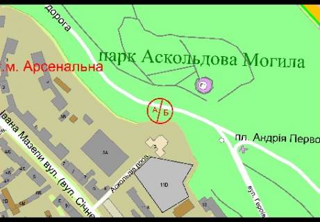 Ситилайт B в Киеве, 1.86x1.27   Парковая дорога (парк Аскольдова могила),  100м от аллеи Героев Крут схема