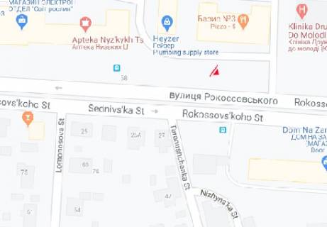 Білборд, Бігборд (Борд)  A у Чернігові, 3x6  Рокоссовського вул., 62 схема