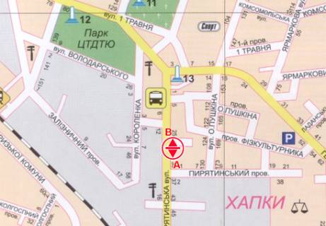 Билборд A в Прилуках Пирятинська вул., 27 схема