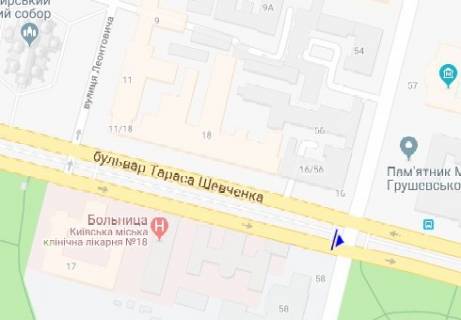 Ситилайт  в Киеве, 1.8x1.2  Шевченка б-р. схема