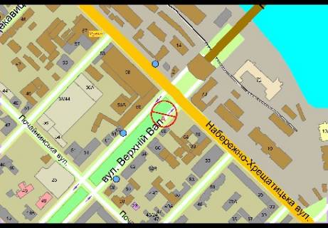 Ситилайт B в Киеве, 1.86x1.27   Верхний Вал ул., 68 - Набережно-Крещатицкая ул. (светофор) схема