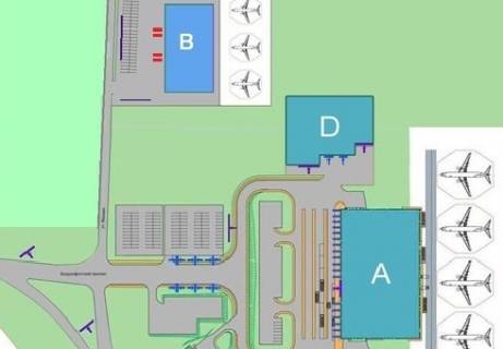 Пиллар A в Киеве Фасад Терминала В, улица (Терминал B) схема