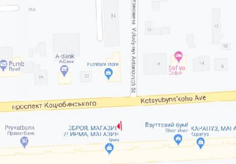 Бэклайт A в Виннице Коцюбинського просп., 11 схема
