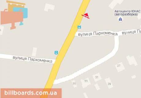 Білборд, Бігборд (Борд)  B у Хмельницькому, 3x6  Західна Окружна - Степанокова вул. (Пархоменка вул.),8 схема