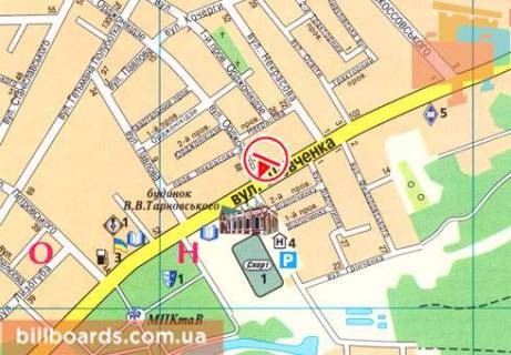 Билборд B в Чернигове, 3x6  Шевченка вул., 92 схема