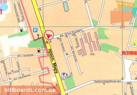 Білборд, Бігборд (Борд)  A у Чернігові, 3x6  Миру просп., 199 схема