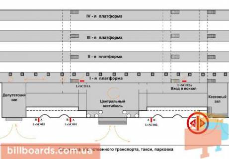 Ситилайт B в Львове, 1.8x1.2  Привокзальна площа схема