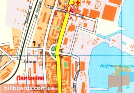 Білборд, Бігборд (Борд)  A у Одесі, 3x6  Чорноморського Козацтва вул., 72 схема