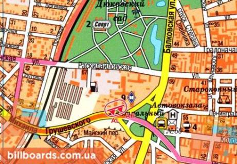 Білборд, Бігборд (Борд)  A у Одесі, 3x6  Михайла Грушевського вул. - Балківська вул., 54д схема