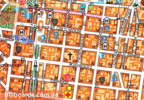 Ситилайт A в Одессе, 1.2x1.8  Буніна вул., 40 схема