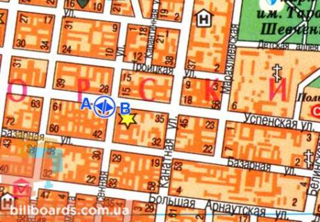 Ситилайт A в Одессе, 1.8x1.2  Успенская ул., 47 - Осипова ул.  схема