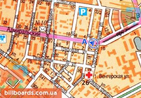 Сiтiлайт A у Одесі, 1.8x1.2  Адміральський проспект [10 А] схема