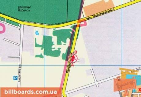 Билборд B в Виннице, 3x6  Липовецька вул. схема