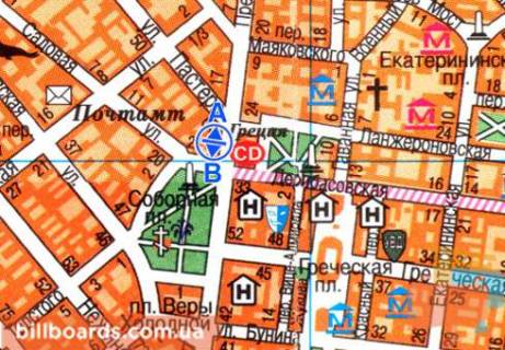 Бэклайт B в Одессе, 1.5x3  Преображенська вул., 21 схема