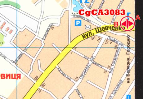 Билборд B в Чернигове Шевченка ул. - Сагайдак ул. схема