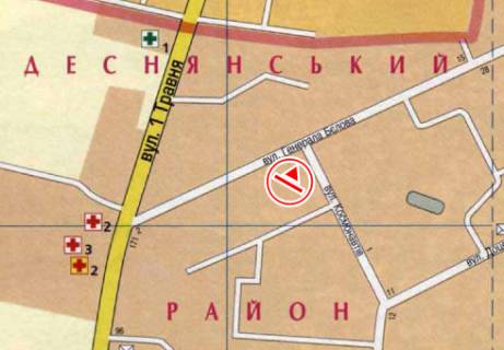 Билборд B в Чернигове, 3x6  1-ї Танкової Бригади вул., 8 - Космонавтів вул. схема