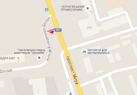 Билборд B в Чернигове, 3x6  Миру просп. - Володимира Дрозда вул. схема