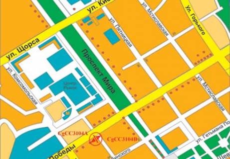 Бэклайт A в Чернигове Перемоги просп., 77 - Кирпоноса вул. схема