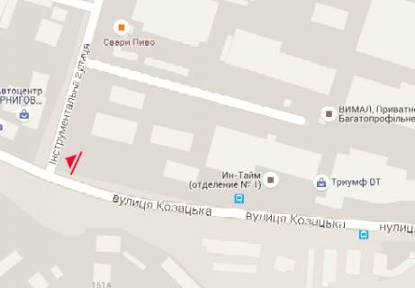 Призма B в Чернигове, 3x6  Козацька (50 років ВЛКСМ) ул. - Инструментальная ул., 3 - 128761 схема