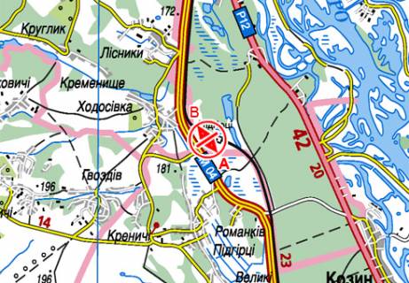 Билборд B в Київських трасах, 3x6  Траса Н-01, Нова Обухівська, 24200 схема