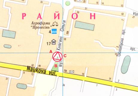 Билборд B в Львове, 3x6  Княгині Ольги вул., 114 схема