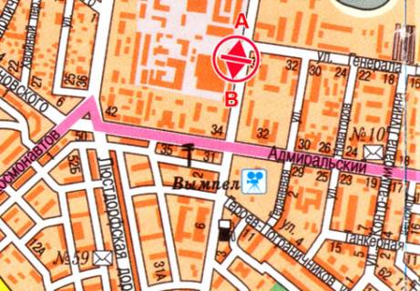 Білборд, Бігборд (Борд)  B у Одесі, 3x6  Краснова вул., 34 - Генерала Швигіна вул. (Юридична вул.) схема