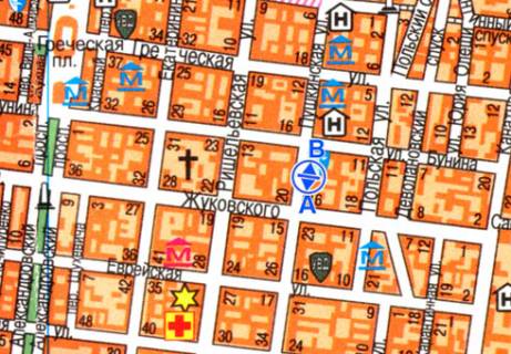 Ситилайт A в Одессе, 1.8x1.2  Пушкинская ул., 19 схема