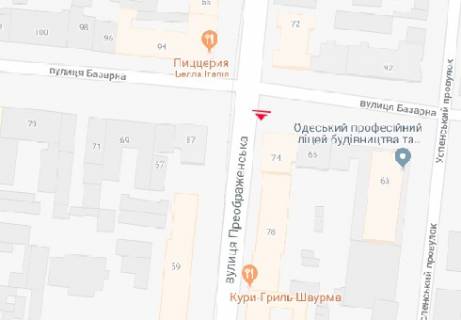 Беклайт A у Одесі Преображенська вул., 74/78 схема