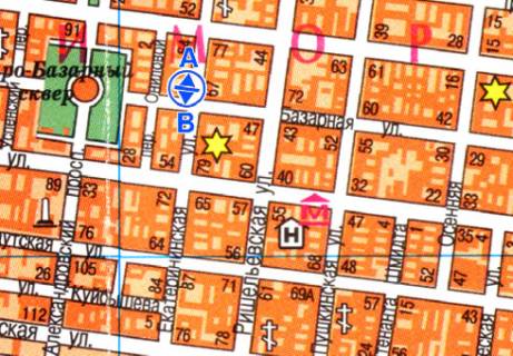 Ситилайт A в Одессе Екатерининская ул., 62 - Базарная ул. схема