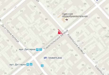 Ситилайт B в Одессе, 1.2x1.8  Тираспольська вул., 16 - Кузнечна вул. схема