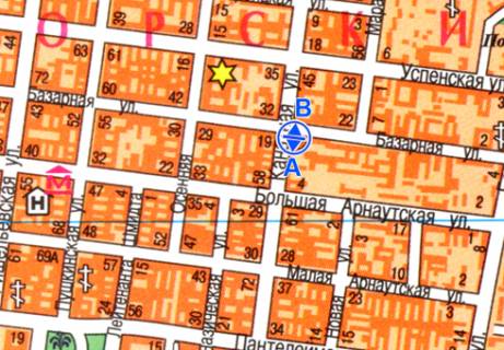 Ситилайт A в Одессе, 1.8x1.2  Канатна вул., 53 - Базарна вул. схема