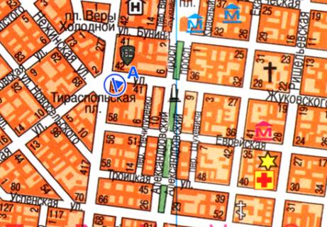 Скролер, Скрол A у Одесі, 2.32x3.14  Жуковського вул., 45 - Тираспольська пл. - 13377 схема