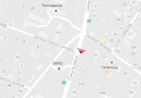 Билборд A в Полтаве Сенная ул. - Олеся Гончара ул.  схема