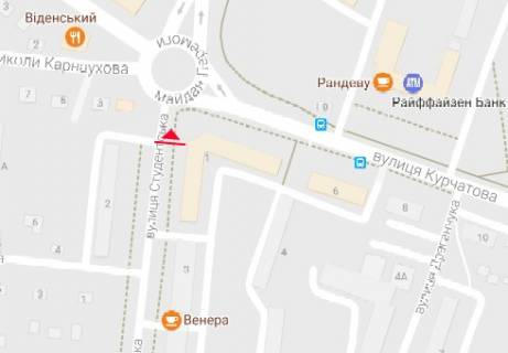 Билборд B в Ровно Студенческая ул. - Курчатова ул. схема