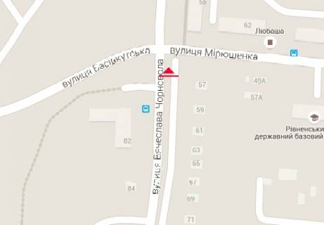 Билборд B в Ровно, 3x6  Чорновола Вячеслава вул., 57 - Мірющенка вул. схема