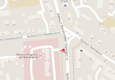 Билборд A в Ровно, 3x6  Чорновола Вячеслава вул. - Приходька вул. схема